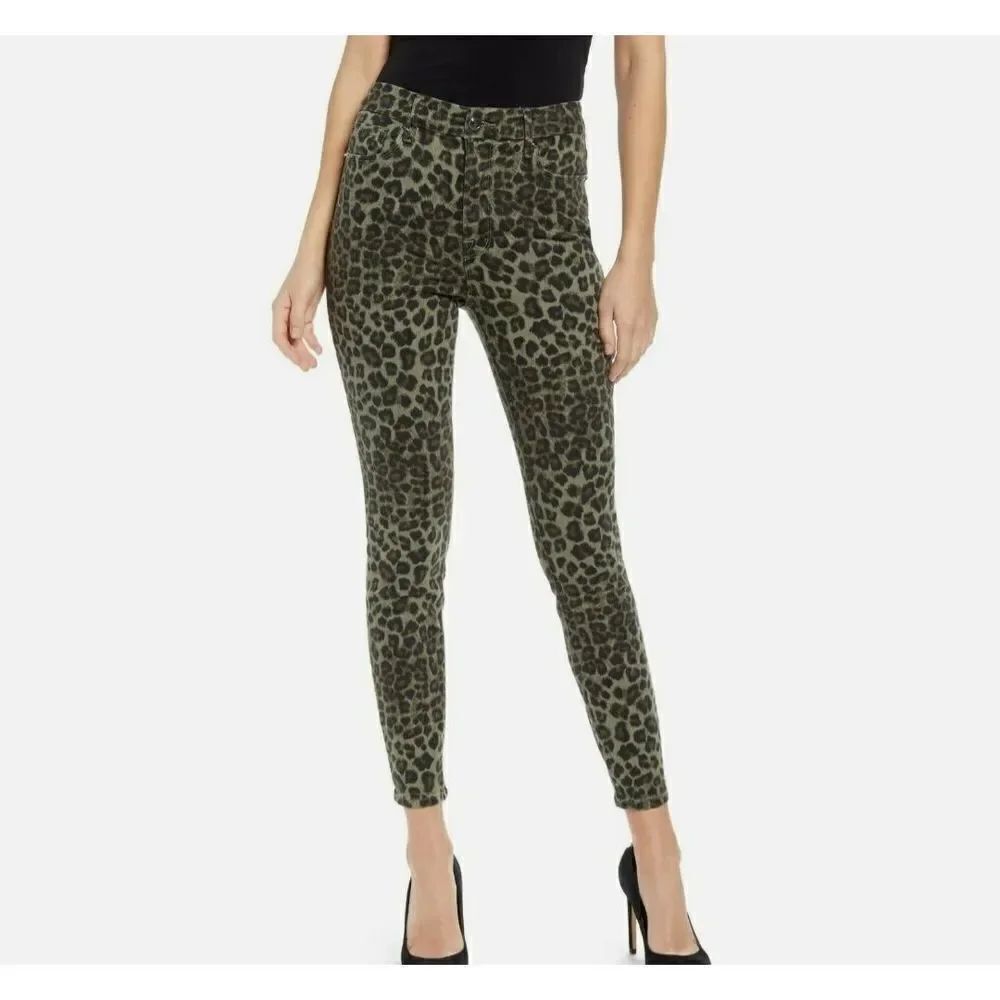 GOOD AMERICAN Good Waist Sage Leopard High Rise Skinny Jeans sz 2/26